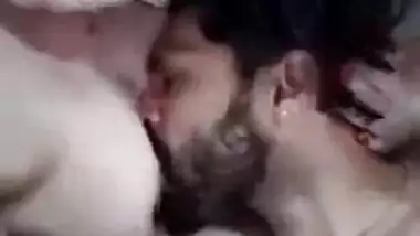 College guy sucking huge tits of desi aunty