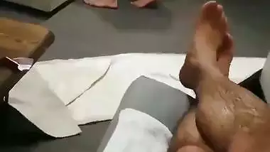 Cuckold sees his desi nude wife getting fucked by a servant