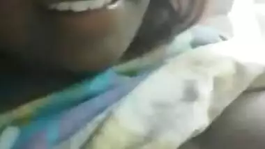 Horny Desi guy worships girlfriend's huge XXX knockers in the car