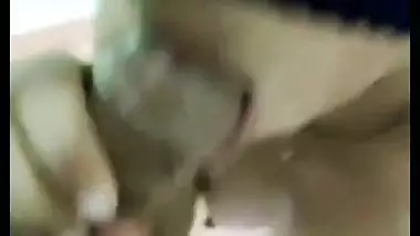 Man blindfolds the lady and gets an Indian blowjob