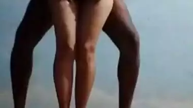 Horny Desi man and masked wife have XXX chudai in standing position