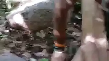 Slim girlfriend outdoor sex in a jungle with boyfriend